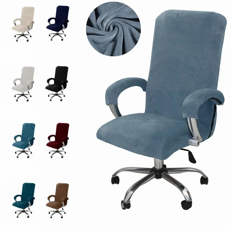 Velvet Office Chair Cover - Black Armchair Protector with Armrest & Gaming Chair Fit