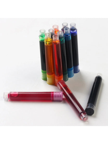 12-36PCS Colourful Ink Sac Fountain Pen Refills 3.4mm - Refillable Ink Cartridges for Drawing, School & Office Use
