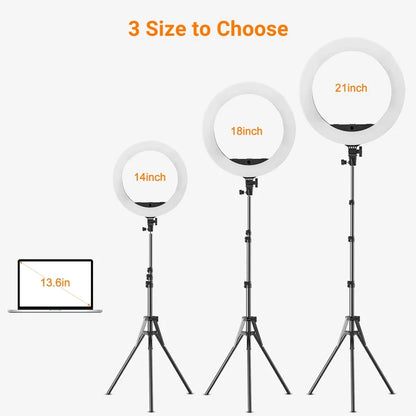 18-Inch Ring Light with Tripod Stand - 55W, 3000-5800K, CRI 90 for Vlog, Video Shooting, Makeup & Selfie