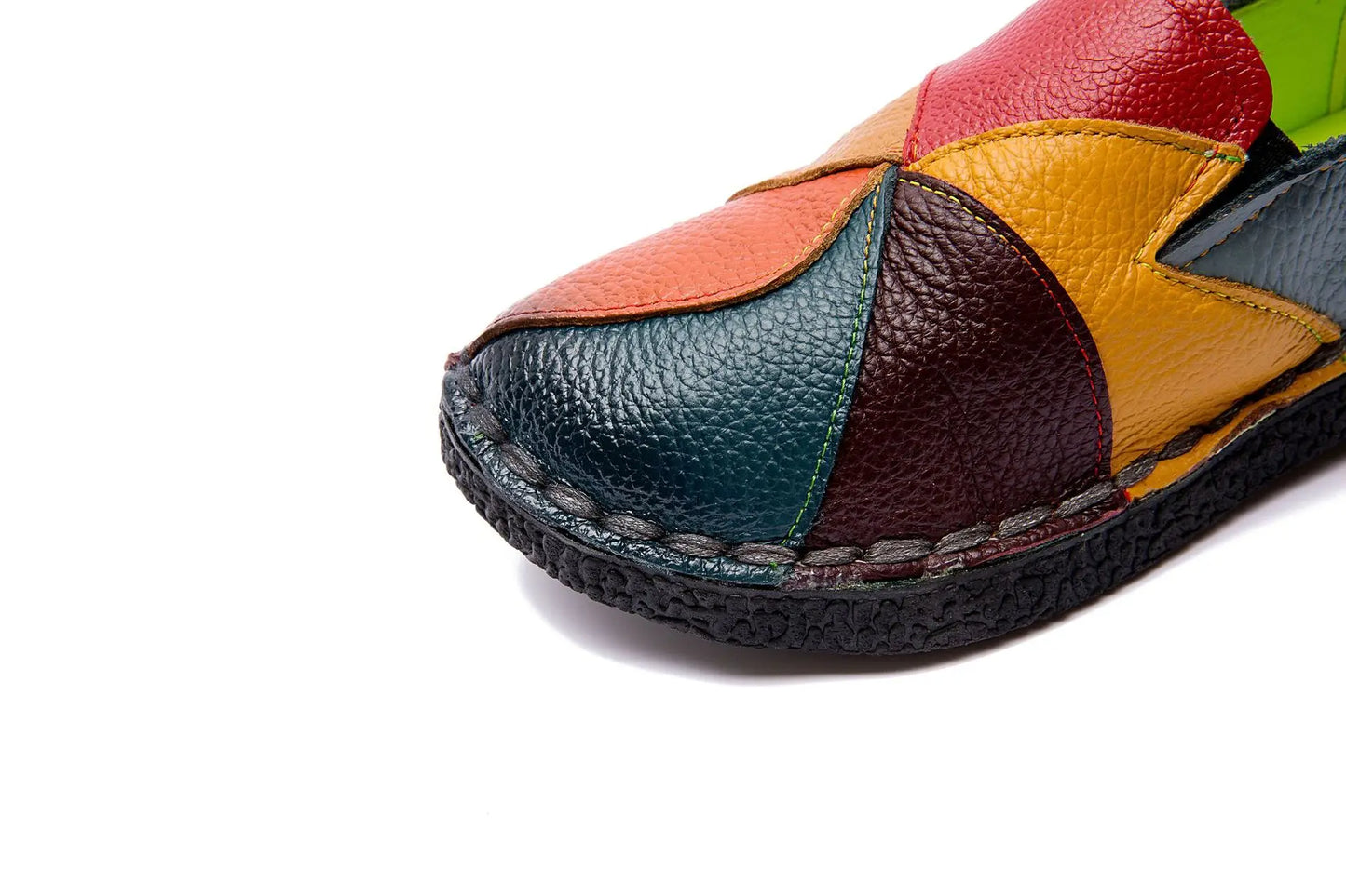 WOIZGIC Women’s Genuine Leather Loafers – Colorful Non-Slip Moccasin Flats Plus Size 42