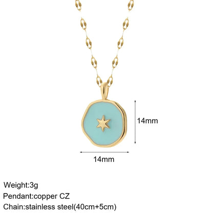 Heart Evil Blue Eye Sun Necklace – Cute Dog, Bee & Elephant Gold Pendant with Long Stainless Steel Chain for Women
