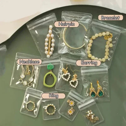 10/100pcs Thick PVC Jewelry Bags — Transparent Self-Sealing Pouches for Storage, Display & Anti-Oxidation Protection