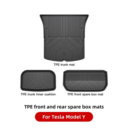 YZ Floor Mats for Tesla Model 3/Y 2021-2023 — Waterproof, Non-Slip TPE Car Accessories