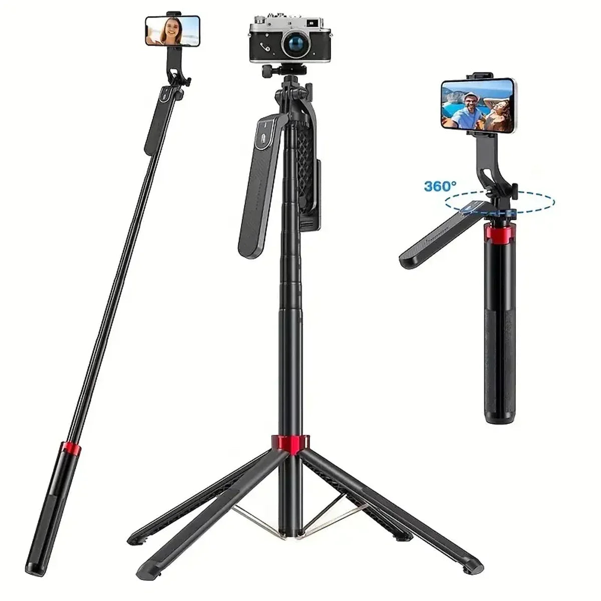 Portable Camera Tripod with Wireless Remote - 360° Rotation for Video Recording & Live Streaming