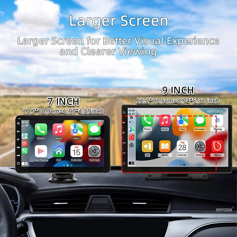 9-Inch Car Radio Multimedia Player — IPS Touch Screen with CarPlay, Android Auto, Bluetooth, AUX & MirrorLink Universal