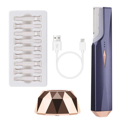 Women’s Sonic Rechargeable Dermaplane Razor with Light – Facial Hair & Peach Fuzz Removal Tool with 6 Replaceable Blades Skin Exfoliation Device