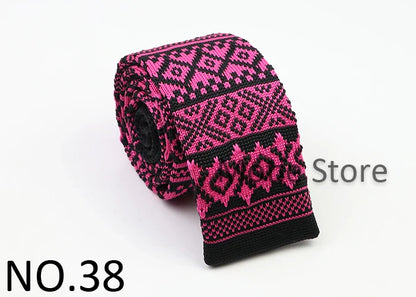 Classic Knit Neck Tie for Men — 6cm Plaid & Dots Casual Business Wedding Tie