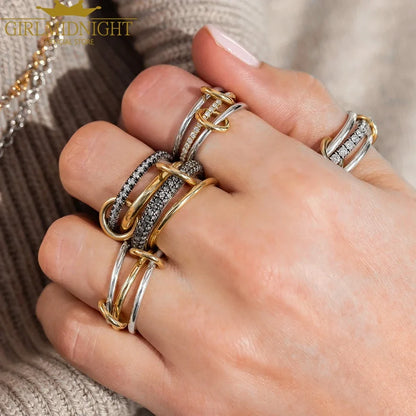 2026 Spinelli Stacking Rings - Iced Out 5A CZ Micro Pave Multi-Piece Engagement Finger Jewelry Set for Women