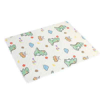 80x120cm 4-Layer Cartoon Dino Diaper Changing Mat – Waterproof Washable Pad for Baby Care & Menstrual Use