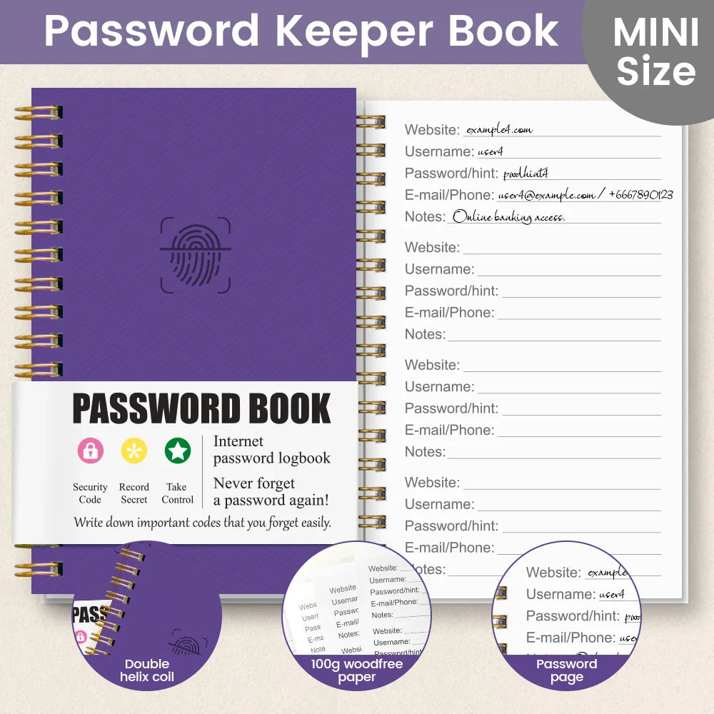 Secure Mini Password Book – Portable Notebook for Internet & Computer Login Privacy at Home, Office, or Travel