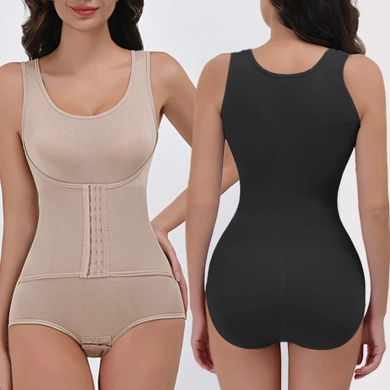 Bodysuit Shapewear – Double Breasted Tummy Control Body Shaper, Postpartum Slimming Waist Trainer & Comfort Corset for Flat Belly