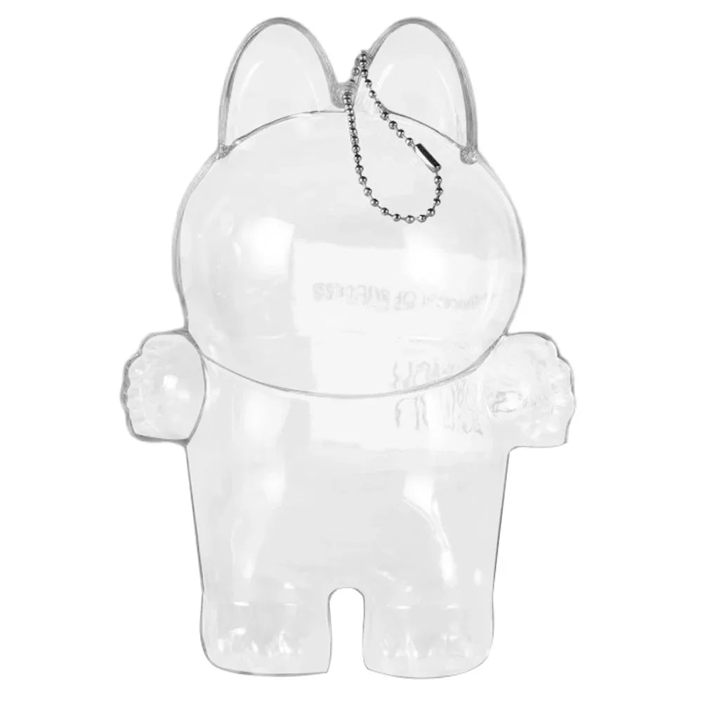 Labubu Transparent Protective Cover for Elf Doll - Cute Monster Toy Storage & Display Case for Party Plushies