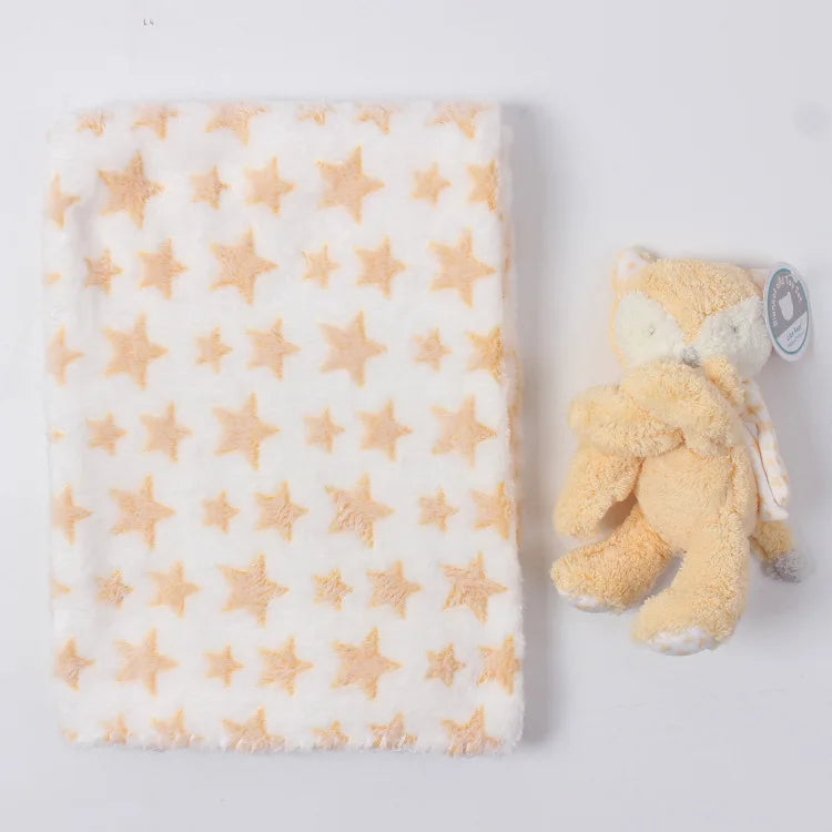 2-Piece Baby Gift Set – Pink Bunny Plush Flannel Blanket & Stuffed Animal for Newborn Sleeping