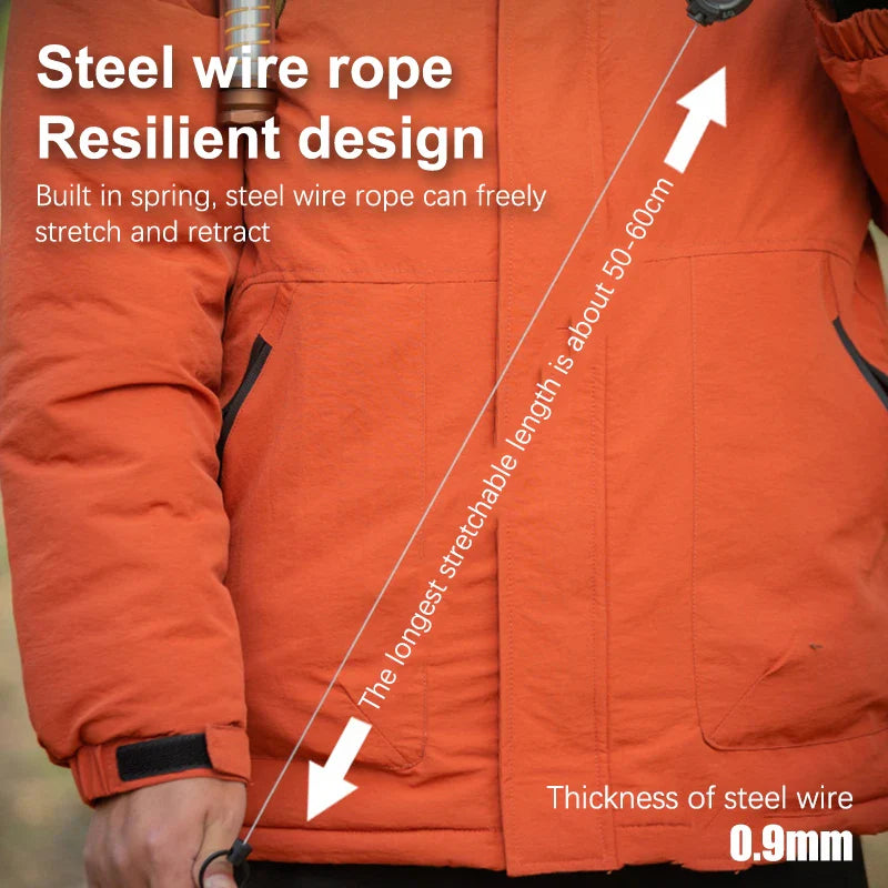 Outdoor Retractable Keychain: Wire Rope Reel with Steel Cable Key Ring - Convenient Retractable Tool for Easy Access and Security