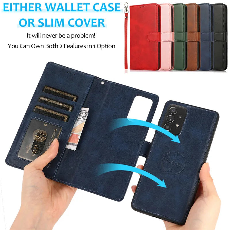 Samsung Galaxy A16–A15–A55–A14–A34–A54–A13–A33–A53–A73–A52–A72–A51 Case - Magnetic Flip Leather Wallet Cover with Card Slots