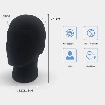 Foam Mannequin Head - Hat, Cap, Wig & Glasses Display Stand with Stable Base for Photography, Closet & Mall Use