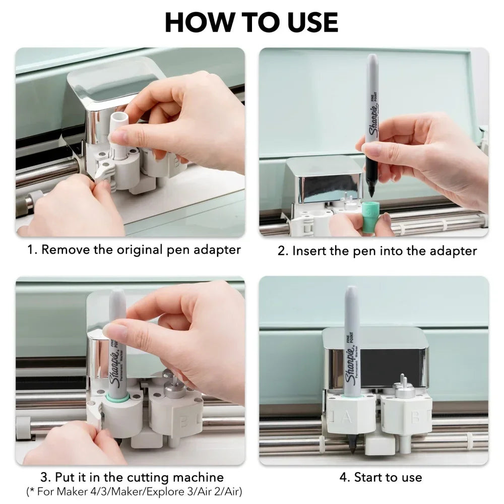5/9PCS Pen Adapters for Cricut Maker & Explore — Compatible with Sharpie Fine/Ultra Fine Point & Art Pens