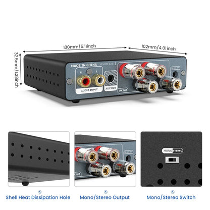 AIYIMA A07 MAX 2-Channel Class D Amplifier – 300W x2 TPA3255 Home Audio Stereo Amp, Bridgeable Mono 600W Power Speaker System