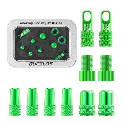 BUCKLOS F/V to A/V Valve Adapter – Aluminum Alloy Presta to Schrader Converter with Durable Bicycle Valve Cap