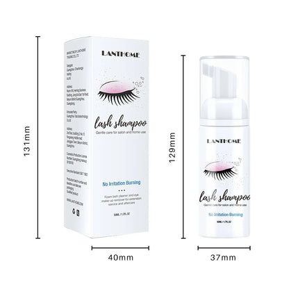 50ml Lanthome Eyelash Extension Shampoo Foam – Deep Clean Eyelid Cleanser for Makeup Tools, Mascara Remover, Salon & Home Use