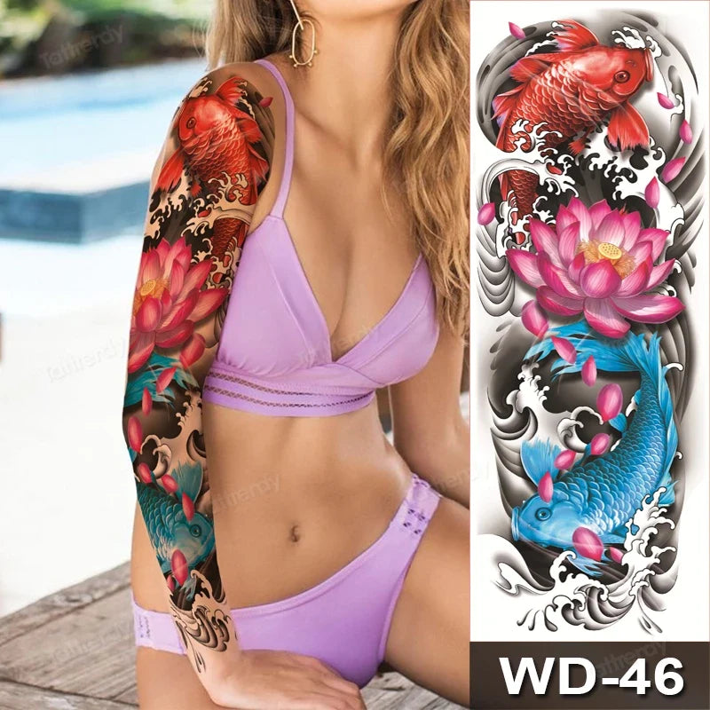 Large Temporary Leg Tattoos for Women - Sexy Animal & Anime Skull Water Transfer Body Art Stickers