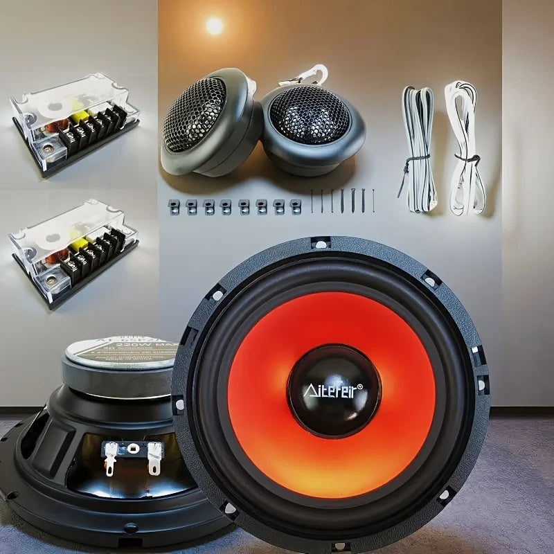Universal 6.5-Inch Car Coaxial Speakers 440W - 2-Way Audio Upgrade Kit with Passive Crossover