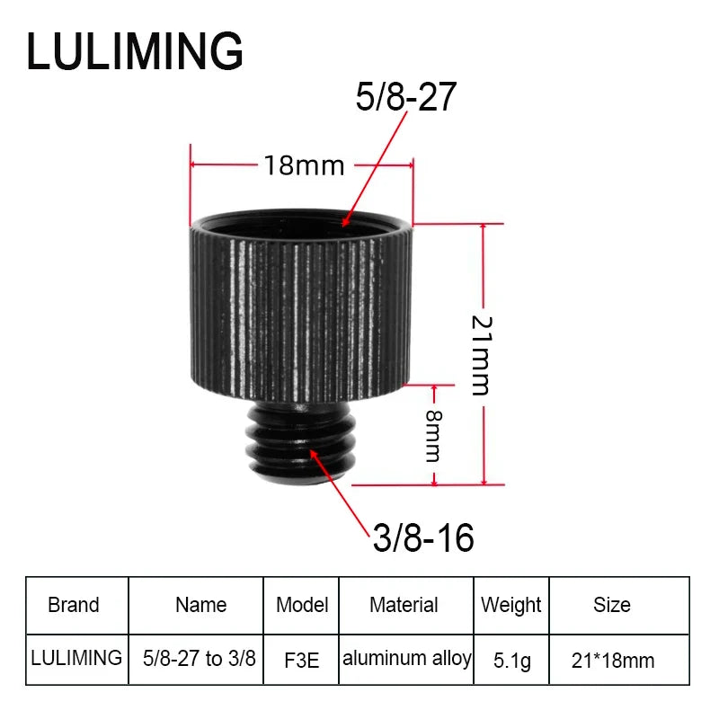 1/4 to 3/8 Inch Camera Screw Adapter - 5/8-27 Microphone Thread Converter for Tripod Ball Head Photography Accessories
