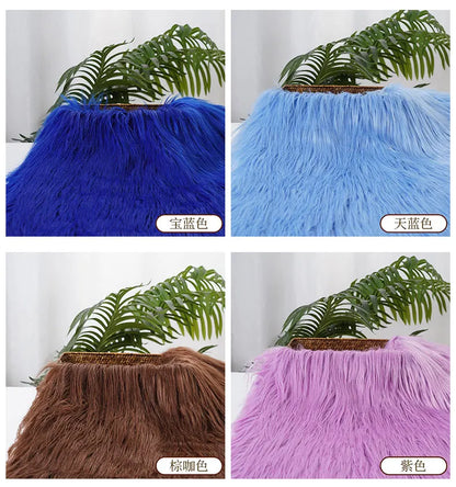 25x45cm Long Hair Faux Fur Fabric — DIY Animal Suit, Doll Hair, Beard Craft Material for Patchwork, Garment Sewing Accessories