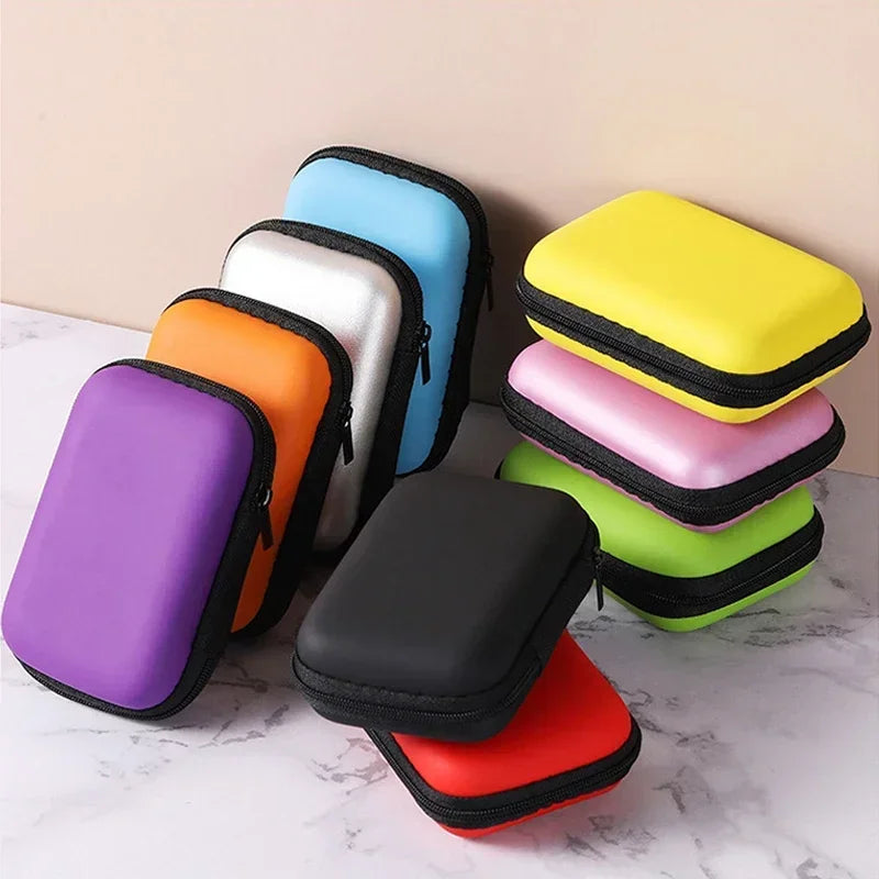 Travel Storage Bag for Earphones - Zipper Charging Case and Portable Cable Organizer for Electronics and Sundries