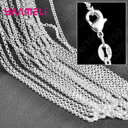 10PCS 925 Sterling Silver Charm Link Chain Necklaces – Smooth Lobster Clasp Jewelry, 16-30 Inch Adjustable
