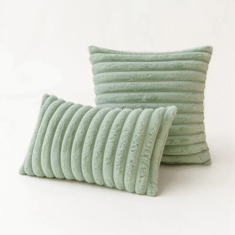 Faux Fur Plush Throw Pillow Covers – Soft Decorative Cushion Cases for Couch, 30x50cm & 45x45cm, Orange, Green, Pink, Cream