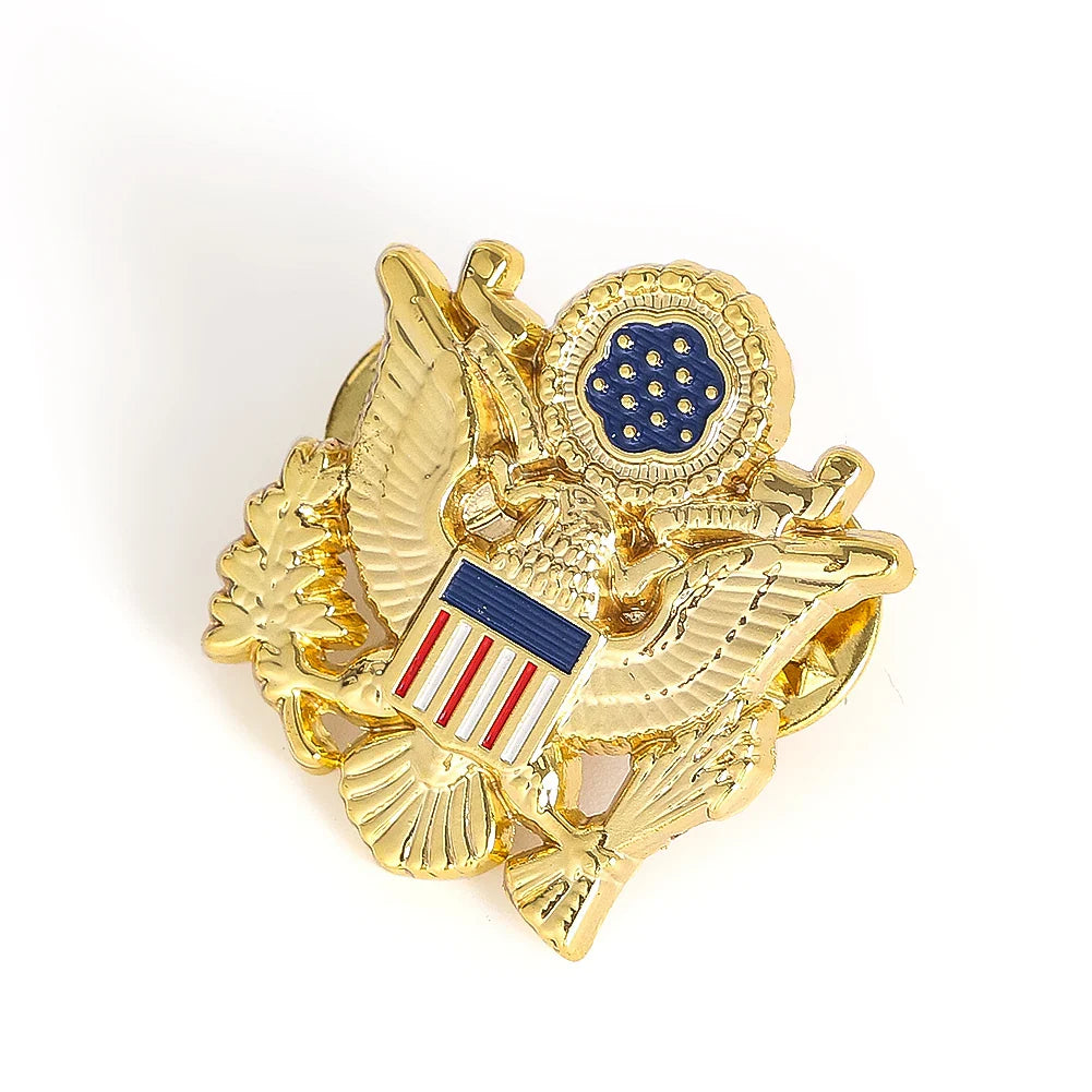 Stainless Steel USA Emblem Brooch – Classic American Eagle Enamel Lapel Pin for Bags, Clothes, Jackets, and Fashion Jewelry