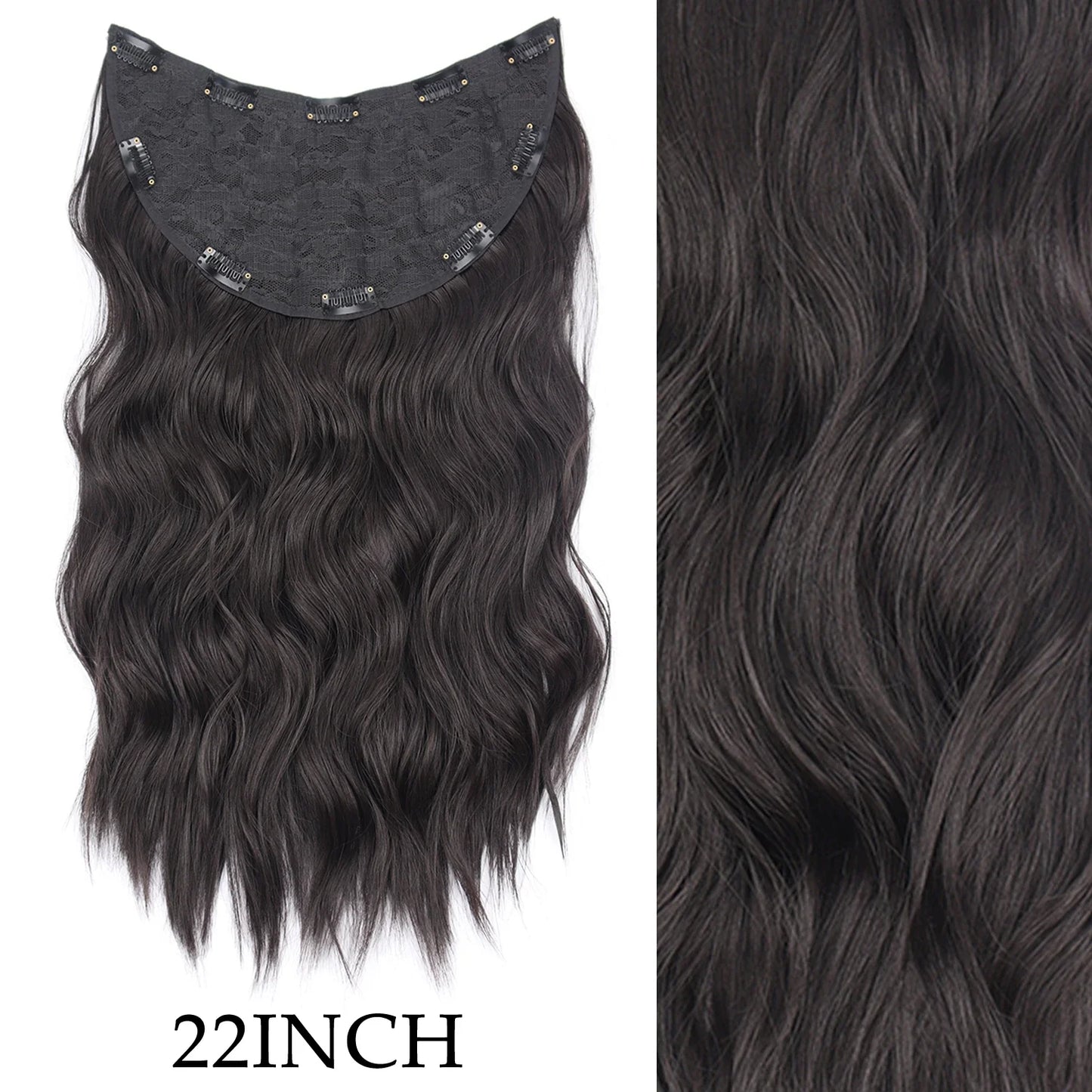 Women’s 7Pcs Hair Extensions with 16 Clips – Natural Black Straight Ombre Hairpiece