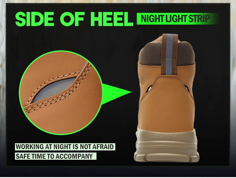 2024 Fashion Waterproof Security Work Boots – Protective Leather, Anti-Smash & Anti-Puncture Industrial Safety Shoes