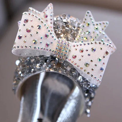 Girls Princess Sequin Sandals - Pearl Bow Party & Occasion Shoes