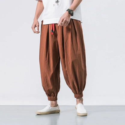 Men’s Oversized Harem Pants – Loose Chinese Style Cotton Linen Sweatpants Joggers, High-Quality Casual Trousers