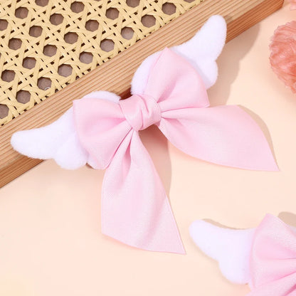 Angel Wings Bow Hair Clips - 2PCS Cute Fluffy Magical Girl Hair Accessories