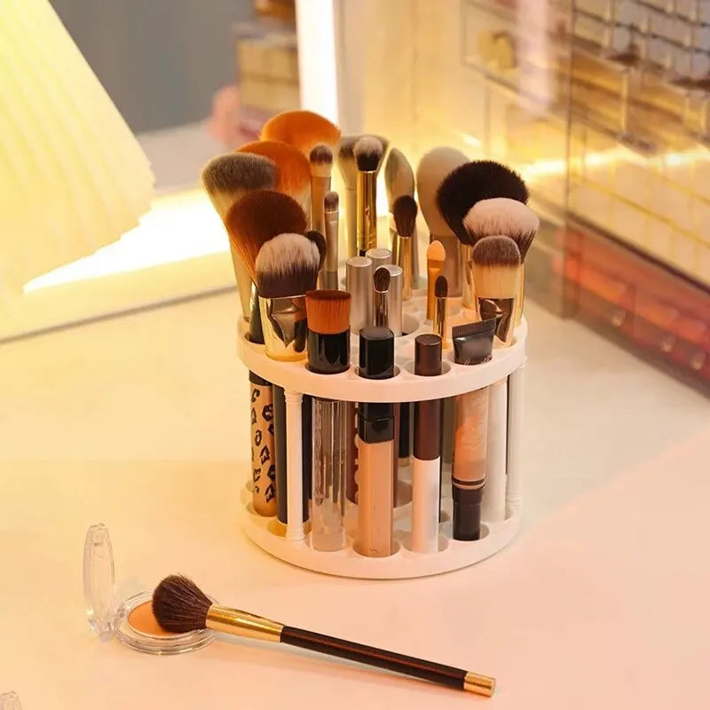 Makeup Brush Storage Rack - Desktop Cosmetics Organizer for Lipstick, Brushes, and Dressing Table