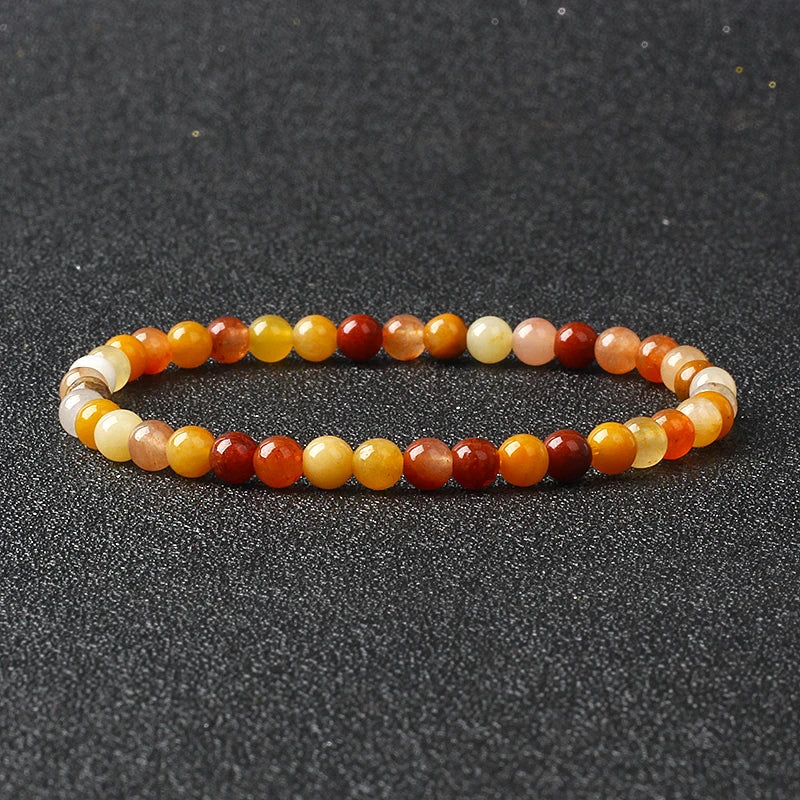 4mm Natural Stone Bead Stretch Bracelet for Men & Women – Agate Lava Handmade Reiki Crystal Jewelry