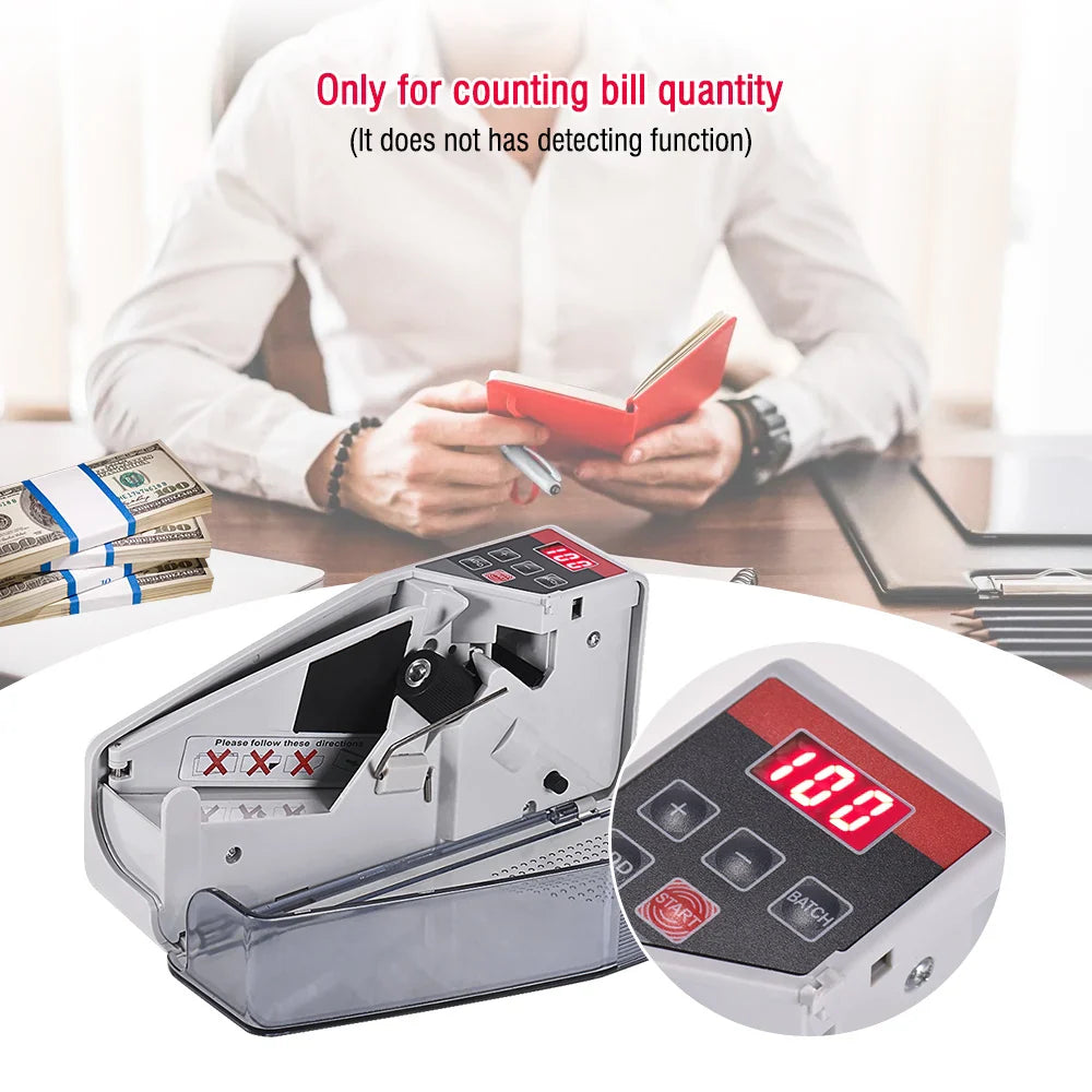 Portable Mini Money Counter – Handy Worldwide Currency Counting Machine with LED Display for Bills & Banknotes