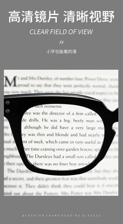 New Retro Square Frame Reading Glasses – High-Definition Printed Presbyopia Glasses for Men & Women