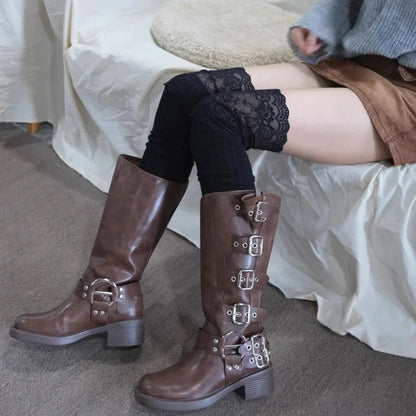 Women’s Autumn/Winter Thigh-High Lace Socks – Cute Lolita Long Leg Stockings Black & White, Boot Accessories for Girls