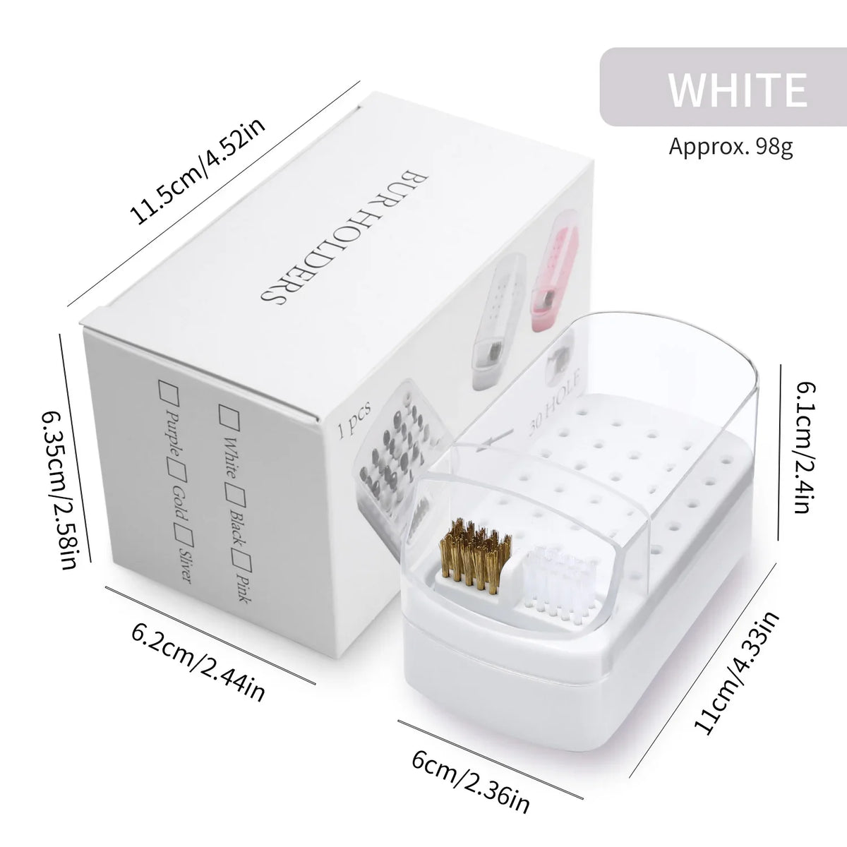 Nail Drill Bit Organizer Box - 30-Slot Acrylic Dustproof Storage Case for Nail Art Supplies