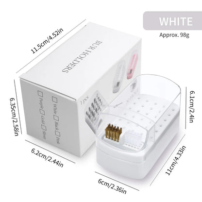 Nail Drill Bit Organizer Box - 30-Slot Acrylic Dustproof Storage Case for Nail Art Supplies