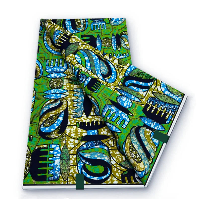 2026 African Real Wax Fabric - 100% Cotton Soft Ankara Batik Gold Print