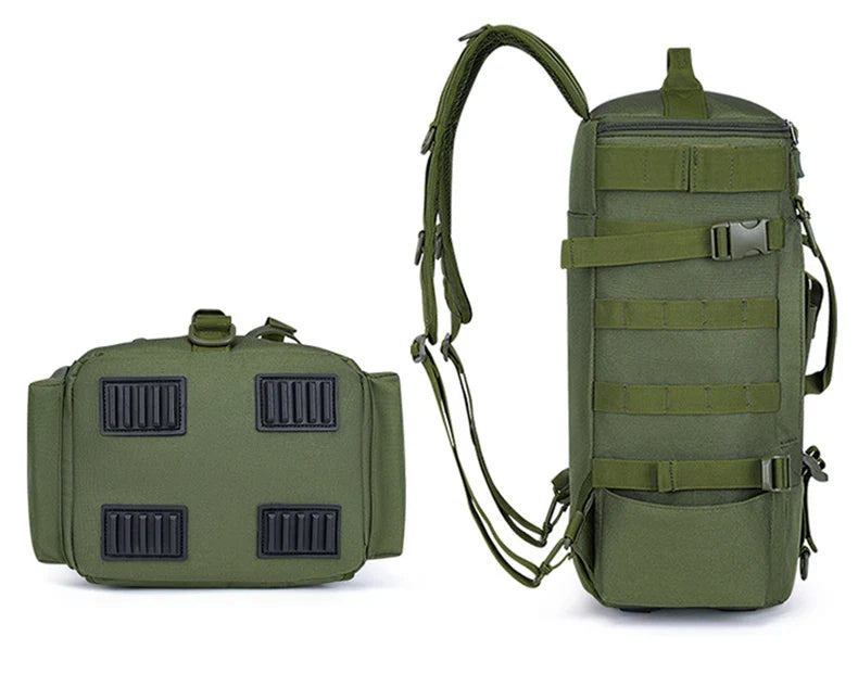 Tactical Fishing Backpack – Multifunctional Tackle Bag with Rod Holders, Molle Storage for Fishing, Camping & Hiking