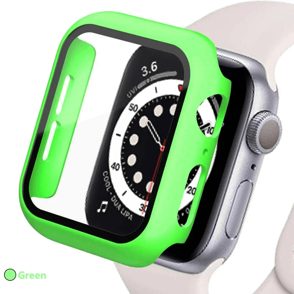 Tempered Glass Screen Protector Case for Apple Watch - Series 8 7 6 SE 5 4 3 Protective Cover Accessories 41mm 40mm 44mm 45mm 42mm