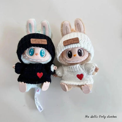 15-17cm V1 V2 Labubu Clothes Outfit — Cute Sweater & Hat Sitting Doll Accessories (No Dolls)