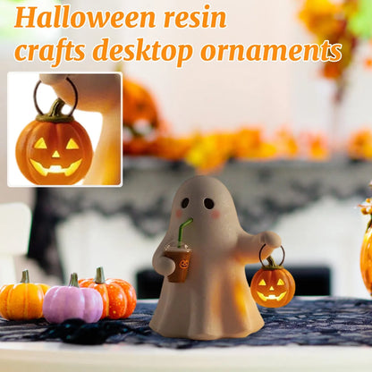 Cute Ghost Resin Nightlight – Halloween Home Decoration, Creative Craft Atmospheric Decor for Spooky Holiday Ambience