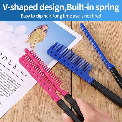 V-Shaped Flat Comb Hairpin: Salon Hair Brush Comb for Hairdressing Styling - Fluffy Anti-Static Rolling Curly Comb for Household